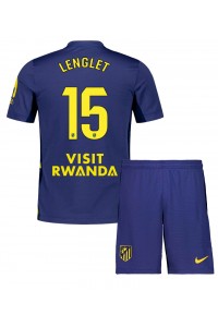 Atletico Madrid Clement Lenglet #15 Jalkapallovaatteet Lasten Vieraspeliasu 2025-26 Lyhythihainen (+ Lyhyet housut)